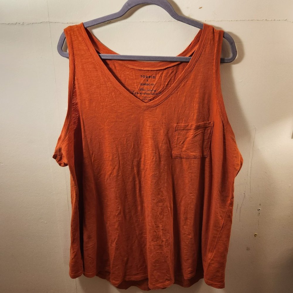 Torrid - Pocket Heritage Slub V-Neck Tank - Orange - 3X - NWT